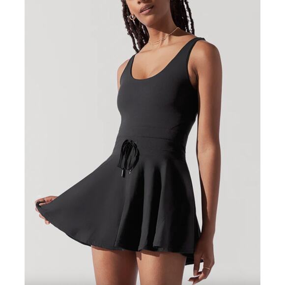 Popflex Black Twirl Dress Built In Shorts Tennis Athletic Dress Large - Picture 1 of 10